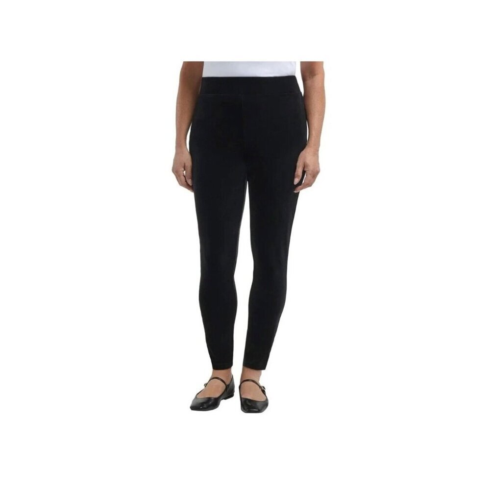 NWT Teddi Rose Women's L Black Velvet Leggings High Waisted Stretchy B1583
